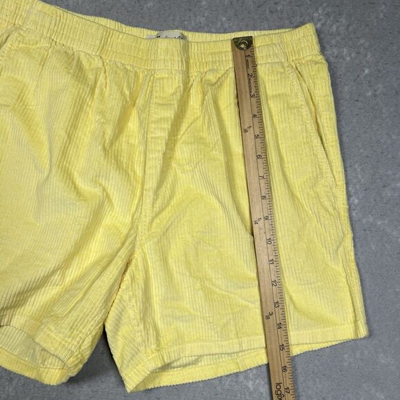 Madewell Variegated Corduroy Shorts Mens Medium Yellow Elastic Waist Pull On - Picture 7 of 12